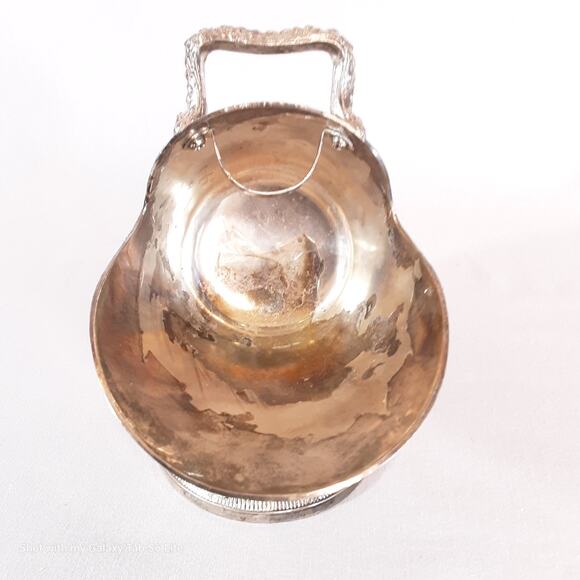 Vintage Silver Tone Sugar Scuttle Dish Ornate Distressed - Picture 2 of 9